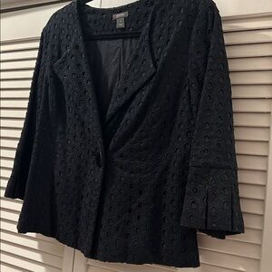 Kenneth Cole eyelet jacket pleated bell sleeves